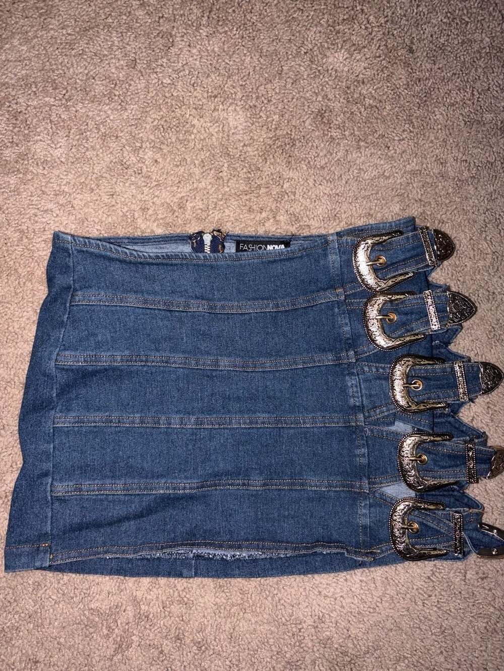 Fashion Nova Part Time Cowgirl Denim Micro Mini Skirt